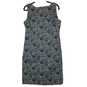 CDC Purple Floral Cotton Sheath Dress Womens Size 12 Vintage 90s Comfort Stretch